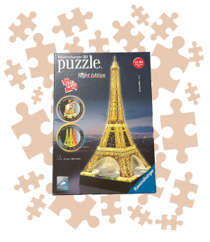 Die Verpackung vom Ravensburger Eiffelturm 3D Puzzle von oben