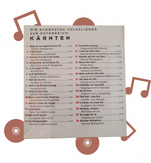 Die Rückseite einer CD mit Volksliedern aus Kärnten