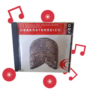 Die Vorderseite einer CD mit Volksliedern aus Oberösterreich