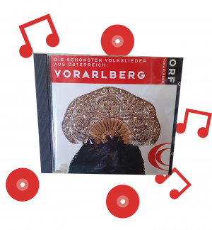 Die Vorderseite einer CD mit Volksliedern aus Vorarlberg