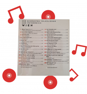Die Rückseite einer CD mit Volksliedern aus Wien